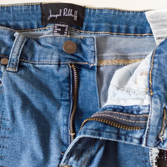 Joseph Ribkoff Patchwork Jeans Blue Size 10 - Picture 4 of 10